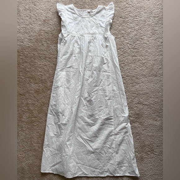 Zara White Embroidered Sleeveless Nightgown with Ruffles XS - Picture 4 of 7